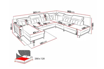 Galbally 5-sits Hörnbäddsoffa Dark brown - Huonekalut - Sohva - Vuodesohva