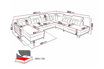 Galbally 5-sits Hörnbäddsoffa Light grey - Huonekalut - Sohva - Vuodesohva