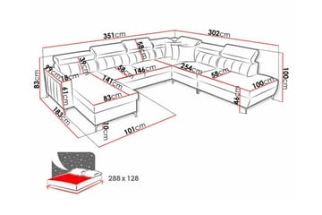 Galbally 5-sits Hörnbäddsoffa Light grey/Dark grey - Huonekalut - Sohva - Vuodesohva