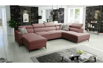 Galbally 5-sits Hörnbäddsoffa Light pink - Huonekalut - Sohva - Vuodesohva