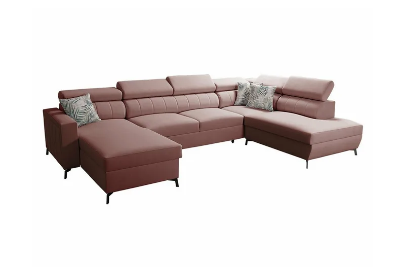 Galbally 5-sits Hörnbäddsoffa Light pink, undefined