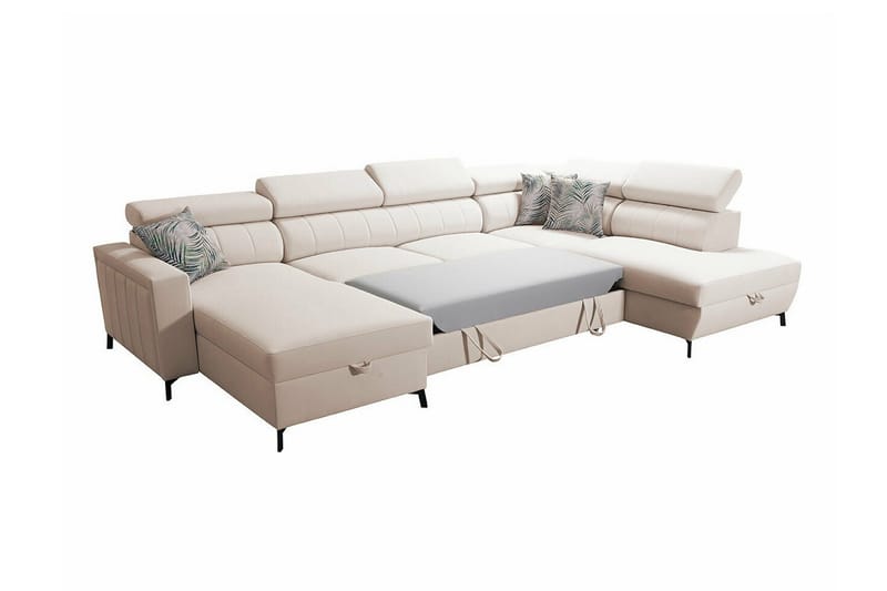 Galbally 5-sits Hörnbäddsoffa Ljusgrå - Huonekalut - Sohva - Vuodesohva