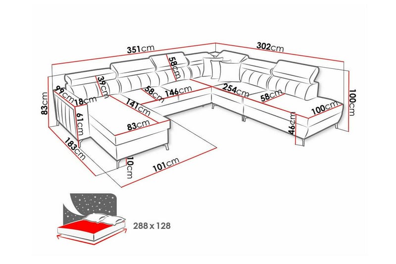 Galbally 5-sits Hörnbäddsoffa NO_BRAND beige - Huonekalut - Sohva - Vuodesohva