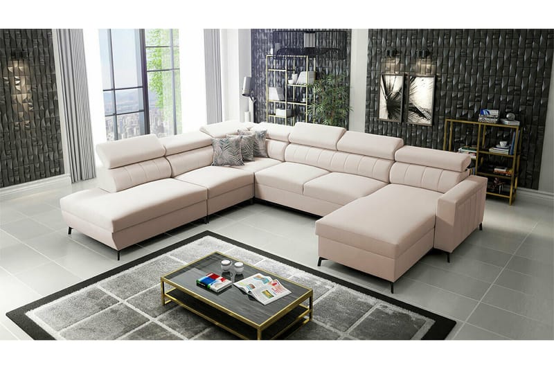 Galbally 5-sits Hörnbäddsoffa NO_BRAND beige - Huonekalut - Sohva - Vuodesohva