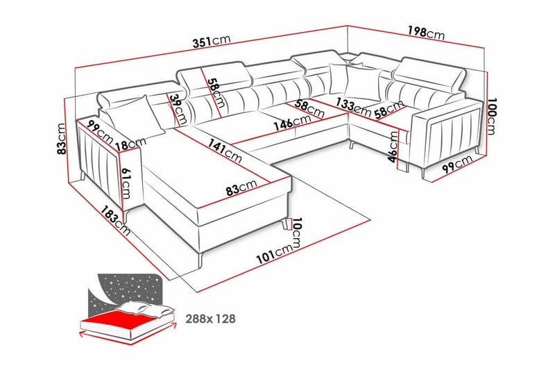 Galbally 5-sits Hörnbäddsoffa NO_BRAND beige - Huonekalut - Sohva - Vuodesohva
