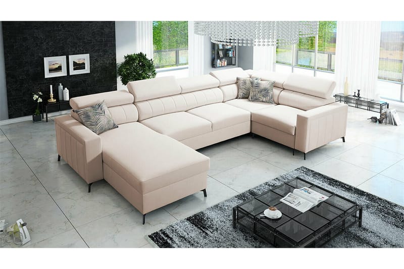Galbally 5-sits Hörnbäddsoffa NO_BRAND beige - Huonekalut - Sohva - Vuodesohva