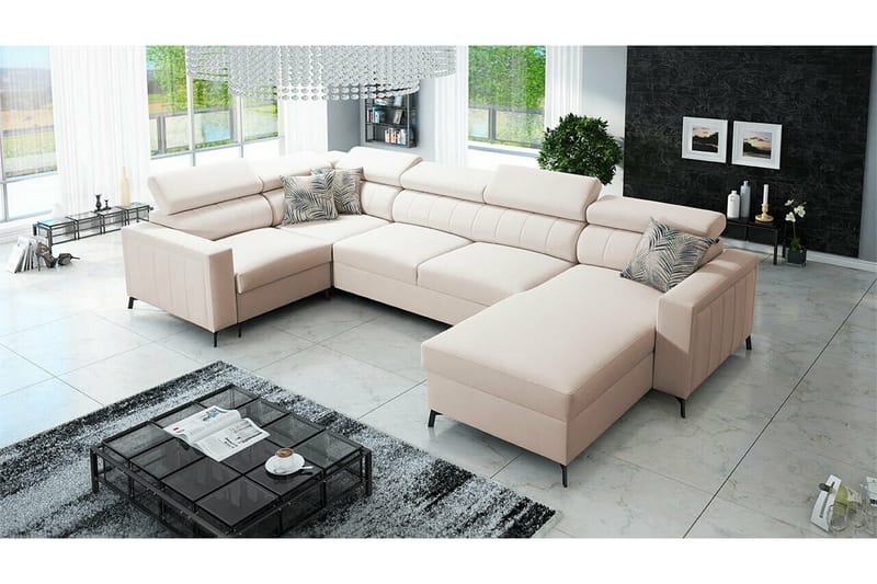 Galbally 5-sits Hörnbäddsoffa NO_BRAND beige - Huonekalut - Sohva - Vuodesohva