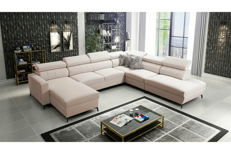 Galbally 5-sits Hörnbäddsoffa NO_BRAND beige - Huonekalut - Sohva - Vuodesohva