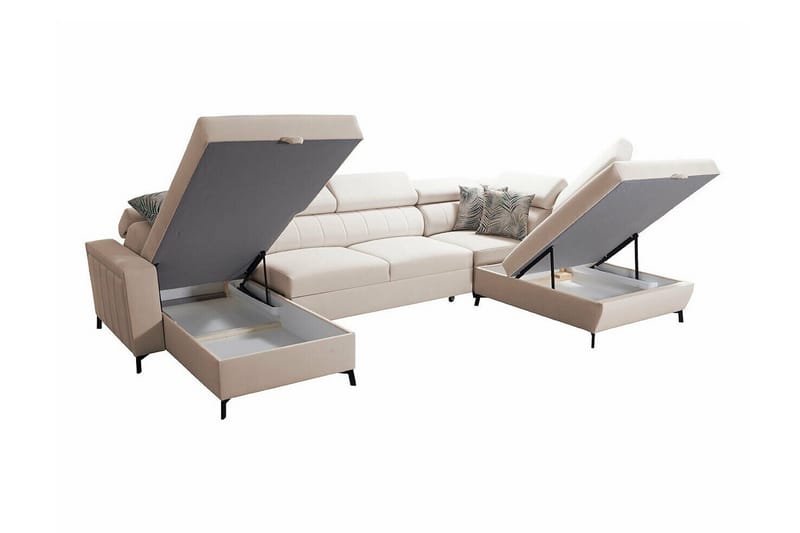 Galbally 5-sits Hörnbäddsoffa NO_BRAND Beige/Light beige - Huonekalut - Sohva - Vuodesohva