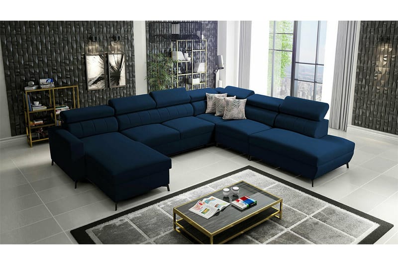 Galbally 5-sits Hörnbäddsoffa NO_BRAND Dark blue - Huonekalut - Sohva - Vuodesohva