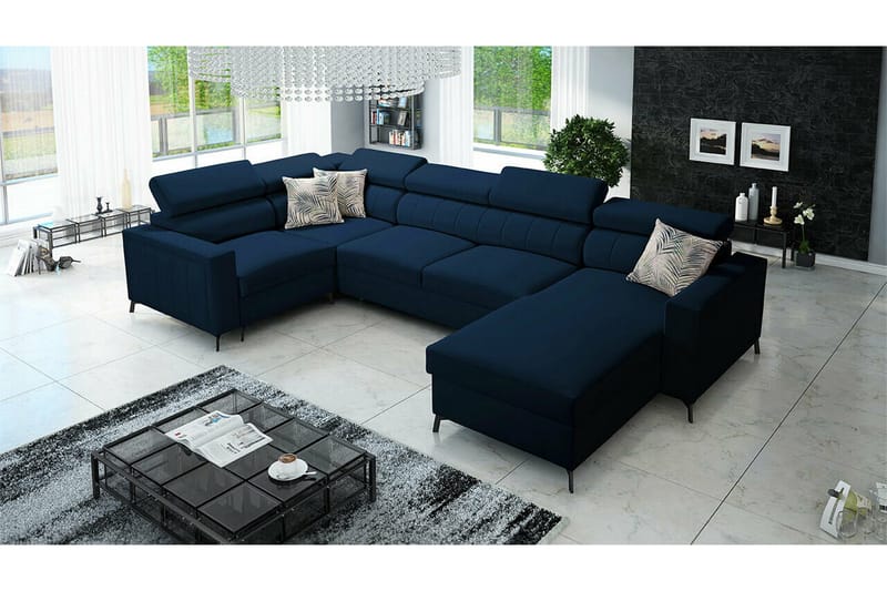 Galbally 5-sits Hörnbäddsoffa NO_BRAND Dark blue - Huonekalut - Sohva - Vuodesohva