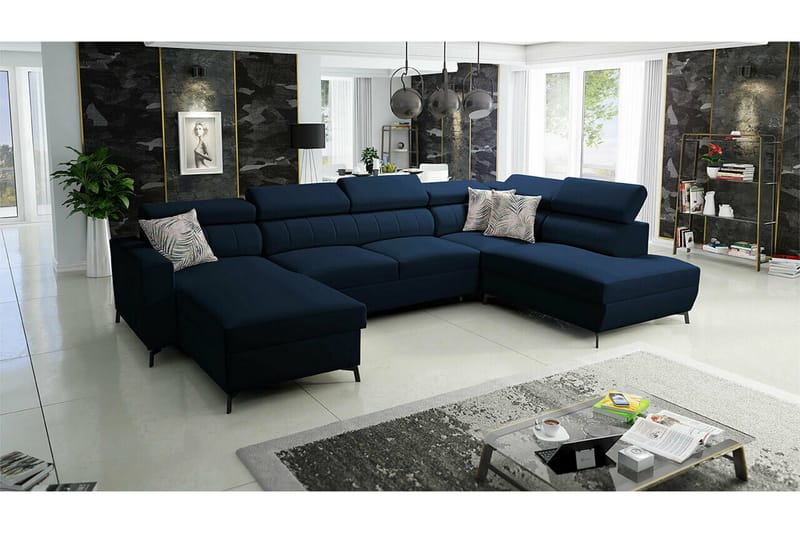 Galbally 5-sits Hörnbäddsoffa NO_BRAND Dark blue - Huonekalut - Sohva - Vuodesohva