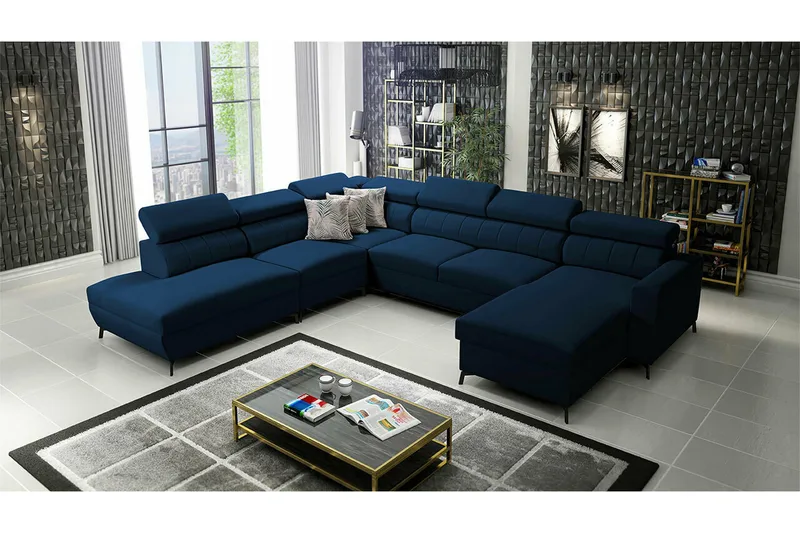 Galbally 5-sits Hörnbäddsoffa NO_BRAND Dark blue - Huonekalut - Sohva - Vuodesohva