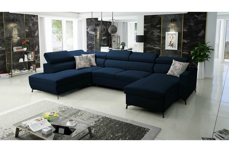 Galbally 5-sits Hörnbäddsoffa NO_BRAND Dark blue - Huonekalut - Sohva - Vuodesohva