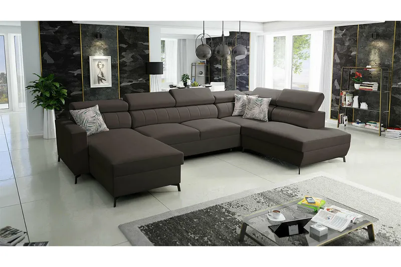 Galbally 5-sits Hörnbäddsoffa NO_BRAND Dark brown - Huonekalut - Sohva - Vuodesohva