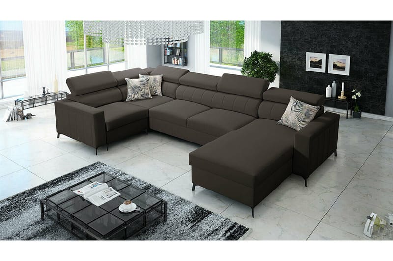 Galbally 5-sits Hörnbäddsoffa NO_BRAND Dark brown - Huonekalut - Sohva - Vuodesohva