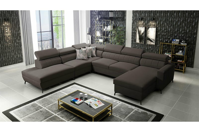 Galbally 5-sits Hörnbäddsoffa NO_BRAND Dark brown - Huonekalut - Sohva - Vuodesohva