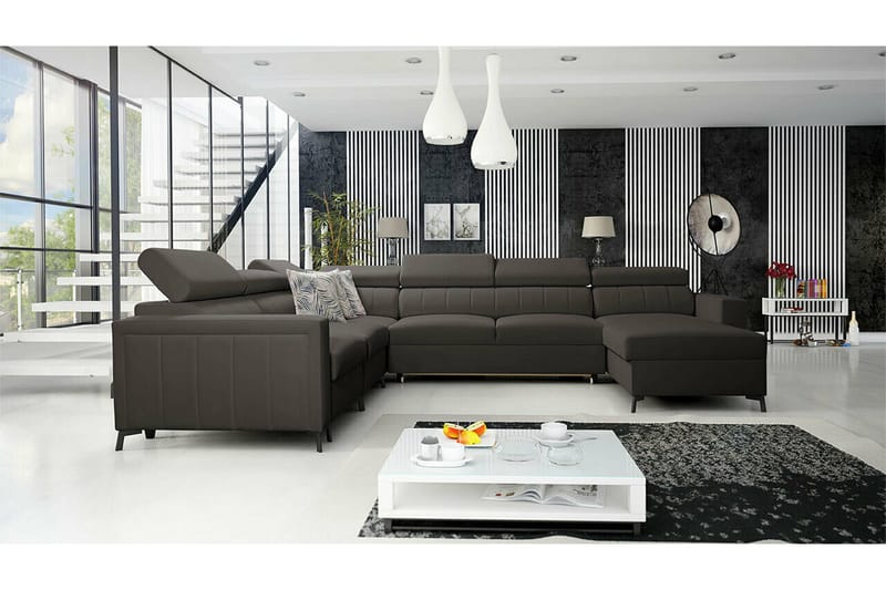 Galbally 5-sits Hörnbäddsoffa NO_BRAND Dark brown - Huonekalut - Sohva - Vuodesohva