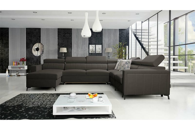Galbally 5-sits Hörnbäddsoffa NO_BRAND Dark brown - Huonekalut - Sohva - Vuodesohva