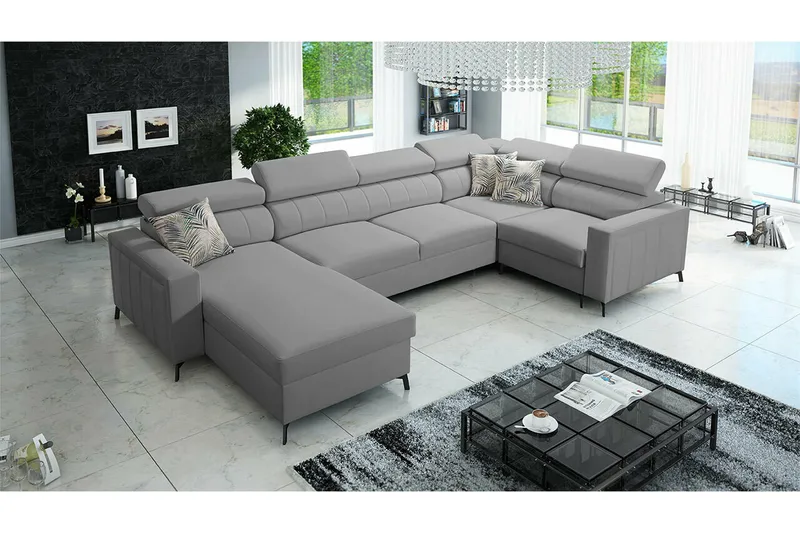 Galbally 5-sits Hörnbäddsoffa NO_BRAND Grey - Huonekalut - Sohva - Vuodesohva