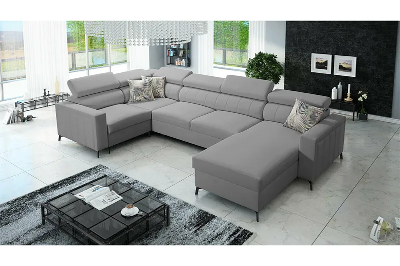 Galbally 5-sits Hörnbäddsoffa NO_BRAND Light grey/Dark grey - Huonekalut - Sohva - Vuodesohva