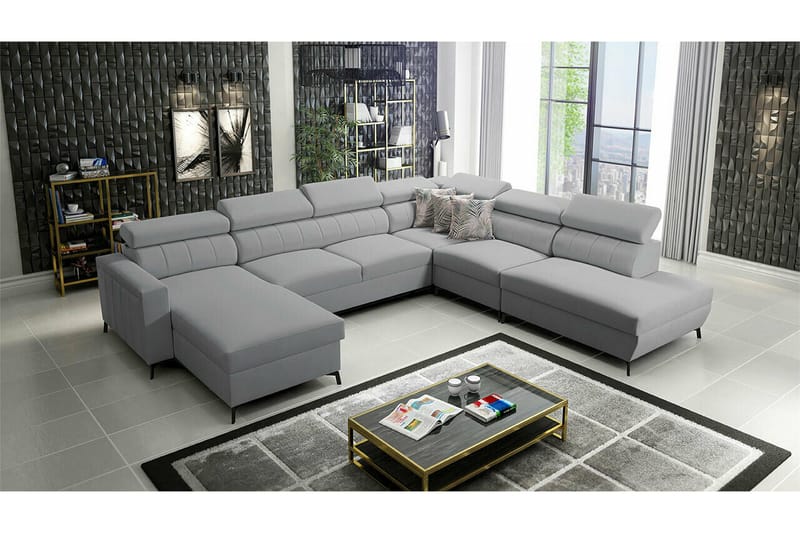 Galbally 5-sits Hörnbäddsoffa NO_BRAND Light grey/Dark grey - Huonekalut - Sohva - Vuodesohva
