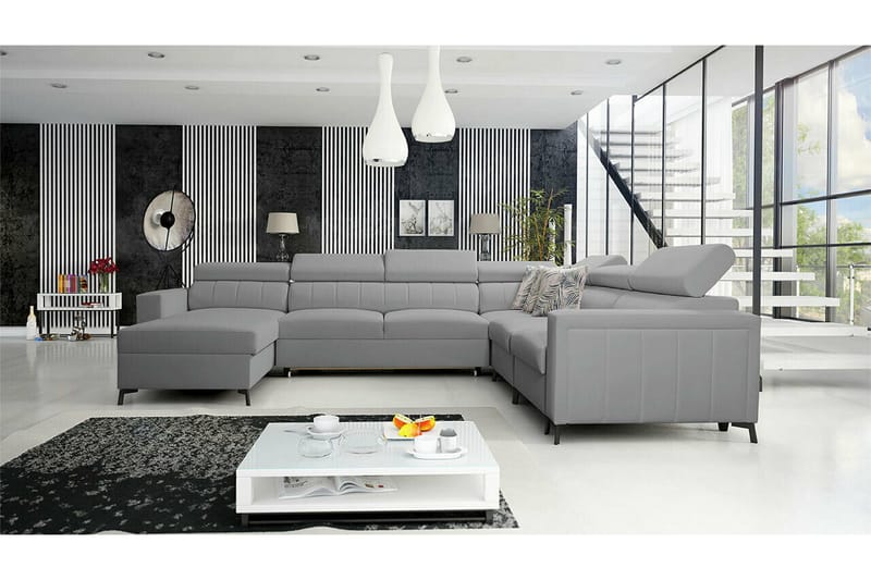 Galbally 5-sits Hörnbäddsoffa NO_BRAND Light grey/Dark grey - Huonekalut - Sohva - Vuodesohva