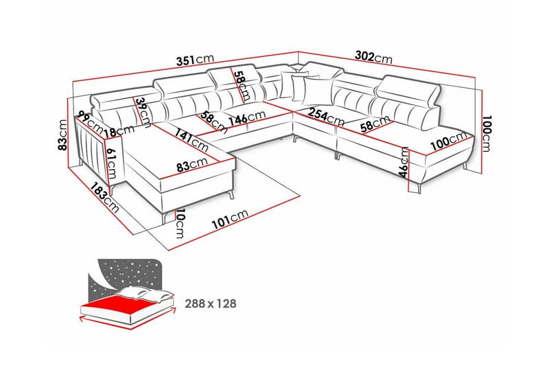 Galbally 5-sits Hörnbäddsoffa NO_BRAND Light grey/Dark grey - Huonekalut - Sohva - Vuodesohva