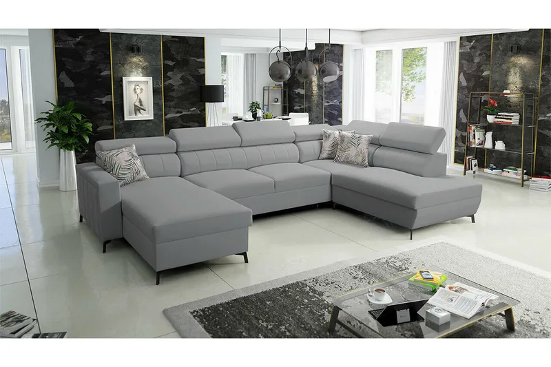 Galbally 5-sits Hörnbäddsoffa NO_BRAND Light grey/Dark grey - Huonekalut - Sohva - Vuodesohva