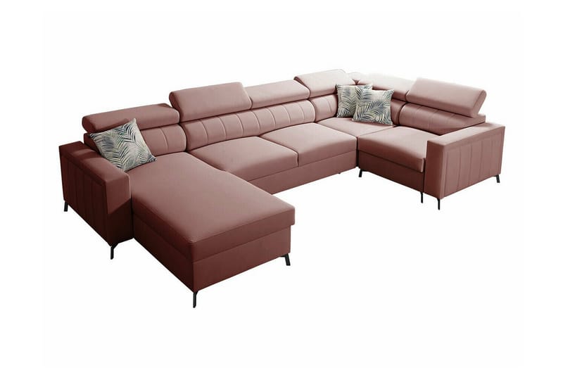Galbally 5-sits Hörnbäddsoffa NO_BRAND Light pink - Huonekalut - Sohva - Vuodesohva