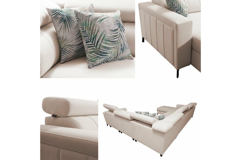 Galbally 5-sits Hörnbäddsoffa NO_BRAND Light pink - Huonekalut - Sohva - Vuodesohva