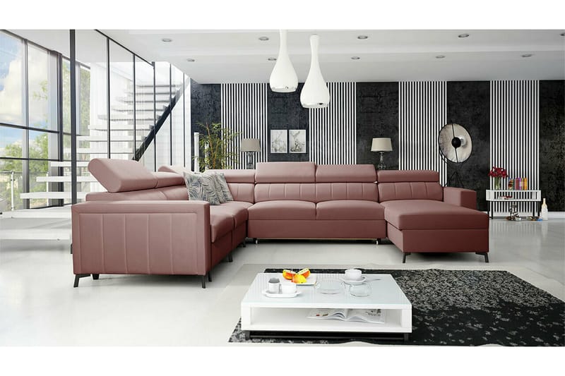 Galbally 5-sits Hörnbäddsoffa NO_BRAND Light pink - Huonekalut - Sohva - Vuodesohva
