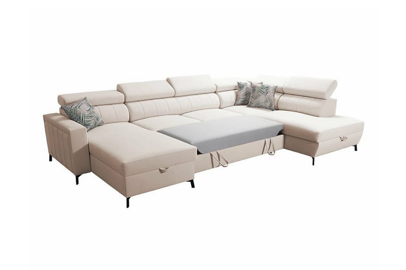 Galbally 5-sits Hörnbäddsoffa NO_BRAND Light pink - Huonekalut - Sohva - Vuodesohva