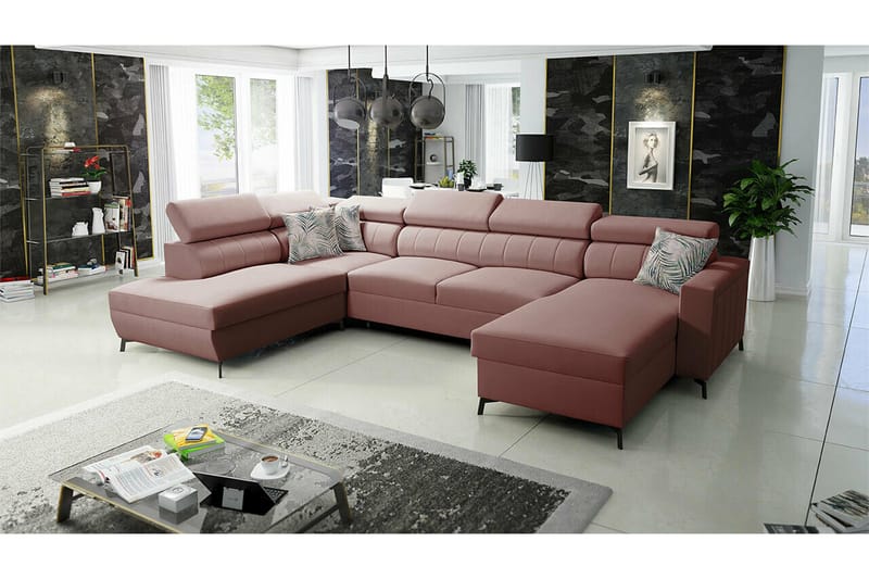 Galbally 5-sits Hörnbäddsoffa NO_BRAND Pink - Huonekalut - Sohva - Vuodesohva