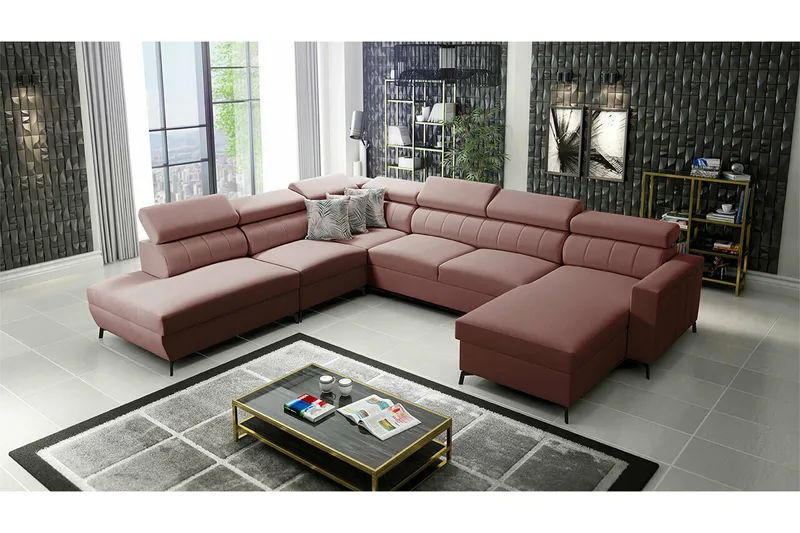 Galbally 5-sits Hörnbäddsoffa NO_BRAND Pink - Huonekalut - Sohva - Vuodesohva