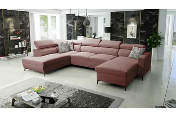Galbally 5-sits Hörnbäddsoffa Pink - Huonekalut - Sohva - Vuodesohva