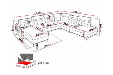 Galbally 5-sits Hörnbäddsoffa Pink - Huonekalut - Sohva - Vuodesohva