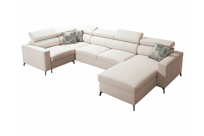 Galbally oikeakätinen kulmavuodesohva 128x270 cm säilytyksellä samettia, Beige