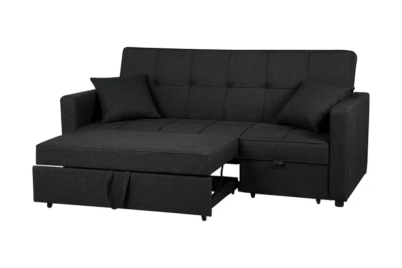 Glomma 3-istuttava jatkettava vuodesohva 181x207 cm kangasta - Tummanharmaa - Huonekalut - Sohva - Vuodesohva - 3 istuttava vuodesohva