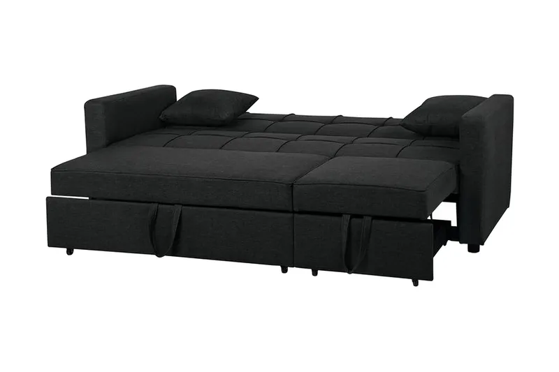 Glomma 3-istuttava jatkettava vuodesohva 181x207 cm kangasta - Tummanharmaa - Huonekalut - Sohva - Vuodesohva - 3 istuttava vuodesohva