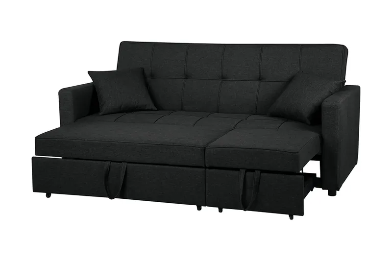 Glomma 3-istuttava jatkettava vuodesohva 181x207 cm kangasta - Tummanharmaa - Huonekalut - Sohva - Vuodesohva - 3 istuttava vuodesohva