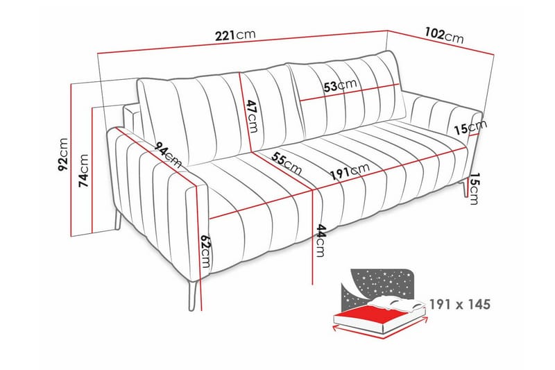 Graystone 2-sits Bäddsoffa NO_BRAND Beige/Light beige - Huonekalut - Sohva - Vuodesohva