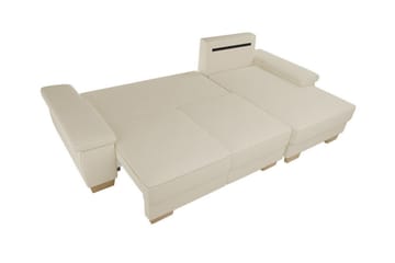 Graystone 3-istuttava oikea kulmasohva vuodetoiminnolla 130x193 cm säilytystilalla kankaasta - Vaaleanharmaa - Huonekalut - Sohva - Vuodesohva