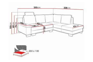 Graystone 3-istuttava oikeanpuoleinen kulmavuodesohva divaanilla ja chaise longue -osalla kangasta - Harmaa - Huonekalut - Sohva - Vuodesohva