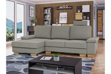 Graystone 3-istuttava vasen kulmasohvasänky 130x193 cm säilytystilalla kankaasta - Vaaleanharmaa - Huonekalut - Sohva - Vuodesohva