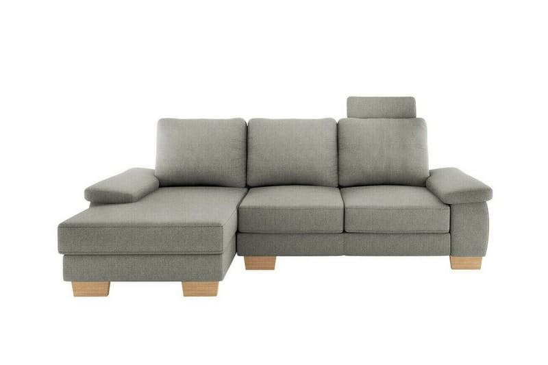 Graystone 3-istuttava vasen kulmasohvasänky 130x193 cm säilytystilalla kankaasta, Vaaleanharmaa