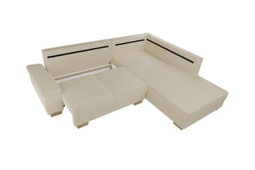 Graystone 3-istuttava vasen kulmavuodesohva 130x203 cm säilytystilalla, kangas - Harmaa - Huonekalut - Sohva - Vuodesohva