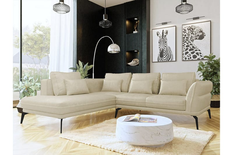 Graystone 4-sits Hörnbäddsoffa NO_BRAND Beige/Light beige - Huonekalut - Sohva - Divaanisohva - 4 istuttava sohva divaanilla