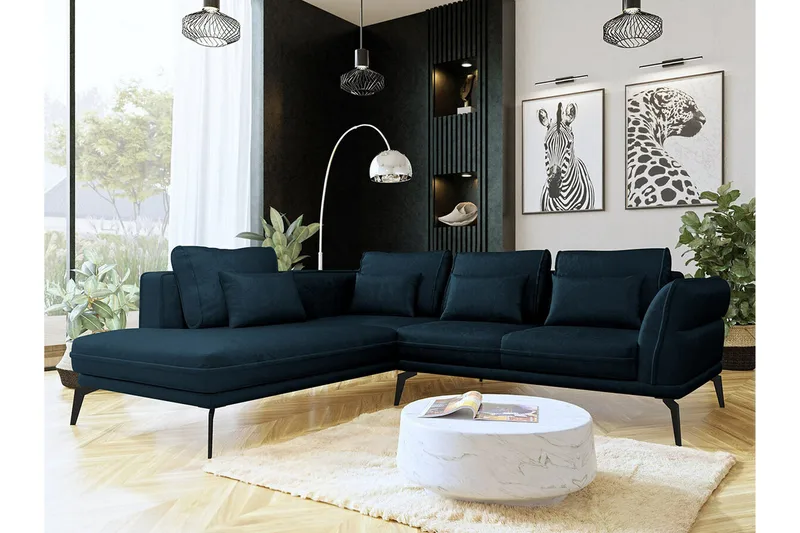 Graystone 4-sits Hörnbäddsoffa NO_BRAND Dark blue - Huonekalut - Sohva - Divaanisohva - 4 istuttava sohva divaanilla