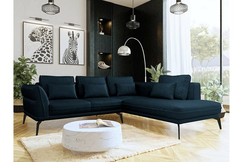 Graystone 4-sits Hörnbäddsoffa NO_BRAND Dark blue - Huonekalut - Sohva - Divaanisohva - 4 istuttava sohva divaanilla
